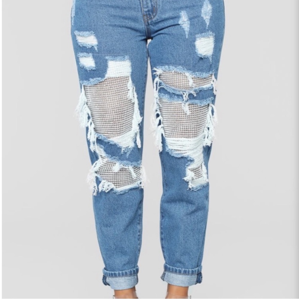 Distressed rhinestone jeans - Picture 1 of 5